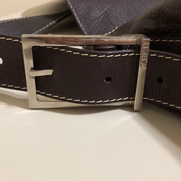 Carolina Herrera CH Monogram Large Leather Messenger Shoulder Bag Brown - Picture 7 of 10